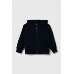 EA7 Emporio Armani hanorac de bumbac pentru copii culoarea albastru marin, cu glugă, cu imprimeu