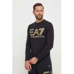 EA7 Emporio Armani longsleeve barbati, culoarea negru, cu imprimeu