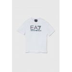 EA7 Emporio Armani tricou de bumbac pentru copii culoarea alb, cu imprimeu