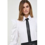 Karl Lagerfeld camasa din bumbac femei, culoarea alb, cu guler clasic, regular
