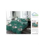 Set Lenjerie Finet, 6 Piese, pentru Pat de 2 Persoane, 4 Fete de Perna, 220 x 230 cm, Verde