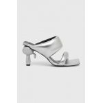 Karl Lagerfeld slapi de piele IKON HEEL femei, culoarea argintiu, cu toc drept, KL39005A