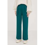 Abercrombie & Fitch pantaloni femei, culoarea verde, lat, high waist