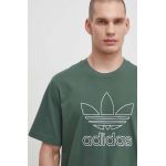 adidas Originals tricou din bumbac Trefoil Tee bărbați, culoarea verde, cu imprimeu, IR7993