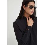 Superdry longsleeve din bumbac culoarea negru, neted