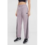 adidas pantaloni femei, culoarea violet, cu model IS3655