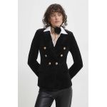 Answear Lab sacou culoarea negru, cu doua randuri de nasturi, neted