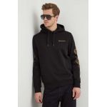 Armani Exchange hanorac de bumbac barbati, culoarea negru, cu glugă, cu imprimeu