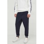 Armani Exchange pantaloni de trening culoarea albastru marin, neted