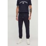 Armani Exchange pantaloni de trening din bumbac culoarea albastru marin, neted