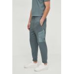 Armani Exchange pantaloni de trening din bumbac culoarea verde, neted