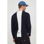 Armani Exchange pulover de bumbac culoarea albastru marin, light