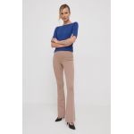 XT Studio pantaloni femei, culoarea bej, evazati, high waist