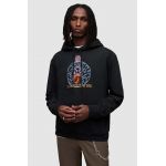 AllSaints hanorac de bumbac Dimension barbati, culoarea negru, cu glugă, cu imprimeu