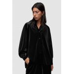 AllSaints Oana culoarea negru, cu guler clasic, relaxed