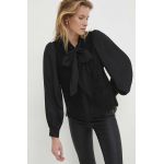 Answear Lab camasa femei, culoarea negru, cu un decolteu legat, regular