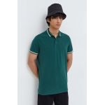 Hollister Co. tricou polo barbati, culoarea verde, neted