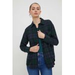 Abercrombie & Fitch camasa femei, culoarea albastru marin, cu guler clasic, relaxed