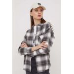 Abercrombie & Fitch camasa femei, culoarea gri, cu guler clasic, relaxed