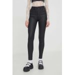 Abercrombie & Fitch pantaloni femei, culoarea negru, mulata, high waist