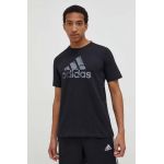 adidas tricou din bumbac bărbați, culoarea negru, cu imprimeu IR5828