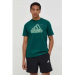 adidas tricou din bumbac bărbați, culoarea verde, cu imprimeu IN6262