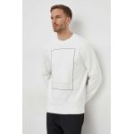 Armani Exchange hanorac de bumbac barbati, culoarea alb, cu imprimeu