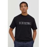 Iceberg tricou din bumbac barbati, culoarea negru, cu imprimeu
