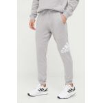 adidas pantaloni de trening culoarea gri, cu imprimeu IC9429