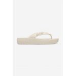 Crocs șlapi Classic Platform Flip W femei, culoarea bej, cu platformă 207714