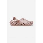 Crocs papuci Echo Clog femei, culoarea bej, cu platformă 207937