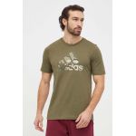 adidas tricou din bumbac bărbați, culoarea verde, cu imprimeu IR5830