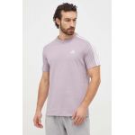 adidas tricou din bumbac bărbați, culoarea violet, cu imprimeu  IS1331