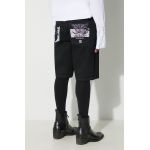 Evisu pantaloni scurți din denim bărbați, culoarea negru