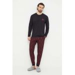 HUGO pijama bărbați, culoarea negru, cu model 50510471