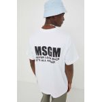 MSGM tricou din bumbac bărbați, culoarea alb, cu imprimeu 3640MM130.247002