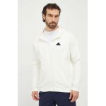 adidas bluză Z.N.E bărbați, culoarea bej, cu glugă, cu imprimeu  IR5208