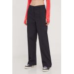 adidas Originals pantaloni de bumbac Chino Pant culoarea negru, lat, high waist, IK5998