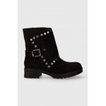 Answear Lab botine femei, culoarea negru, cu toc plat, izolare usoara