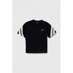 Emporio Armani tricou de bumbac pentru copii culoarea albastru marin, cu imprimeu