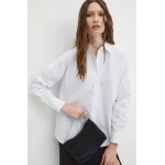 Medicine camasa femei, culoarea alb, cu guler clasic, relaxed