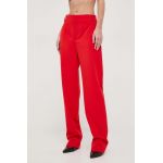 Moschino Jeans pantaloni femei, culoarea rosu, drept, high waist