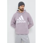 adidas hanorac de bumbac bărbați, culoarea violet, cu glugă, cu imprimeu IS1353