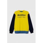 United Colors of Benetton hanorac de bumbac pentru copii culoarea galben, modelator