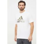 adidas tricou din bumbac bărbați, culoarea alb, cu imprimeu IN6472