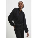 Answear Lab camasa femei, culoarea negru, cu guler stand-up, regular