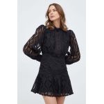 Bardot rochie culoarea negru, mini, evazati