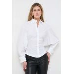 Elisabetta Franchi camasa din bumbac femei, culoarea alb, cu guler clasic, regular