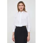 Elisabetta Franchi camasa din bumbac femei, culoarea alb, cu guler clasic, regular