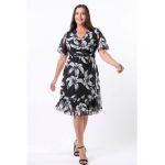 Rochie din voal cu flori mari, en-gross